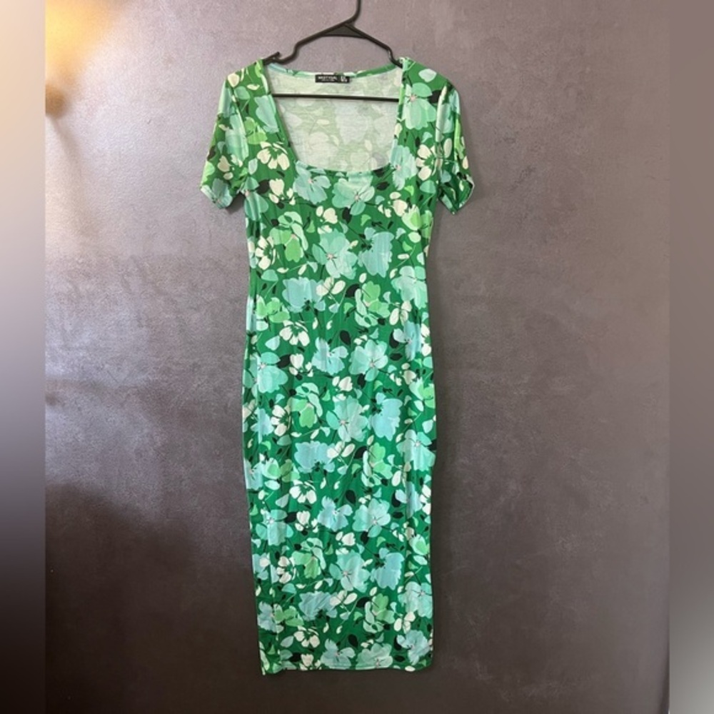 Nasty Gal Green Floral Maxi Dress